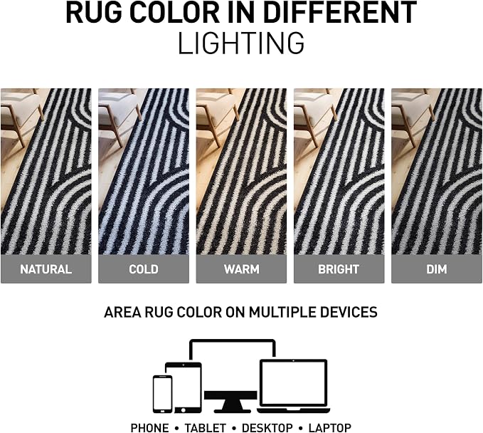 Rugshop Abstract Arch Shag Area Rug Anthracite Dark Gray 4' x 6' Ideal - Image 8