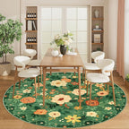 DUKINO Floral Round Rug, 6ft Washable Circle Rug, Non Slip Indoor Low Pile - Image 3