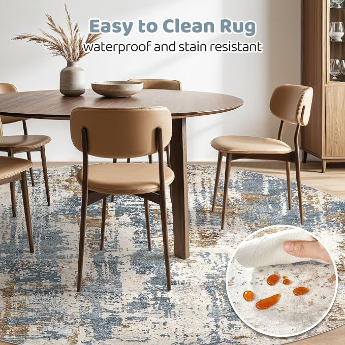 Round Rug Living Room Rugs: 10Ft Washable Circle Large Abstract Modern Soft - Image 5