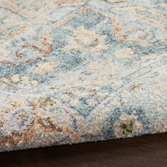 Nourison Home Astra Machine Washable Beige Blue 2'2" x 8' Area Rug - Image 7