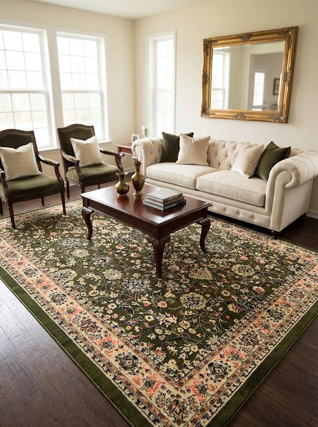 Rugs.com Yasmin Collection Rug – 8' x 10' Green Medium Rug Perfect by Rugscom