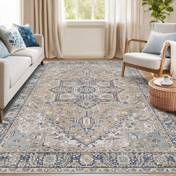 Kokia 6x9 Washable Area Rugs Blue by Kokia