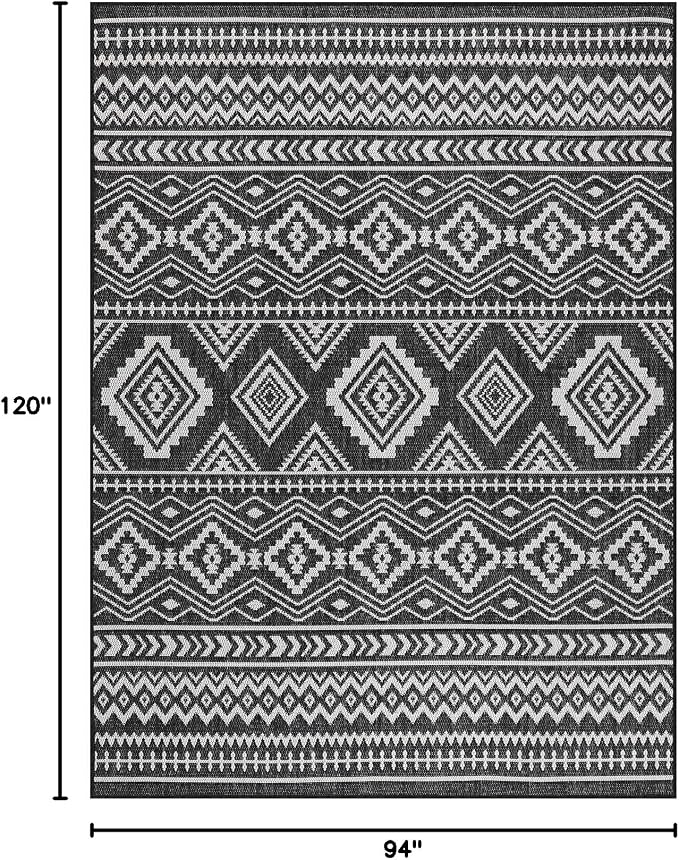 Beverly Rug Waikiki Boho Indoor Outdoor Rug 8x10, Washable Outside Carpet - Image 2