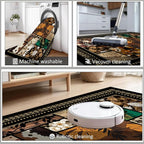 Floral Tropical Patchwork Area Rug 2x3ft, Vintage Black & Brown Country Carpet - Image 6