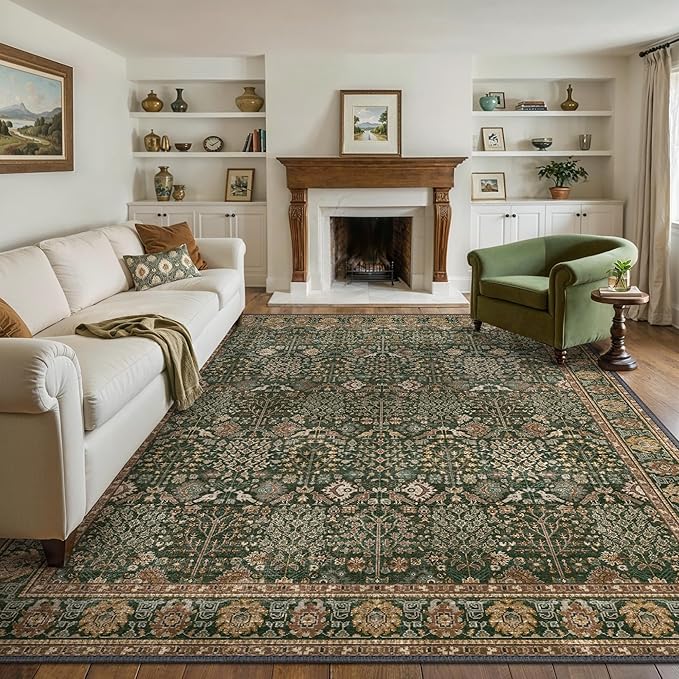Bavni Washable Rugs 8x10-Machine Washable Rug Lightweight Low Pile, Vintage by BAVNI