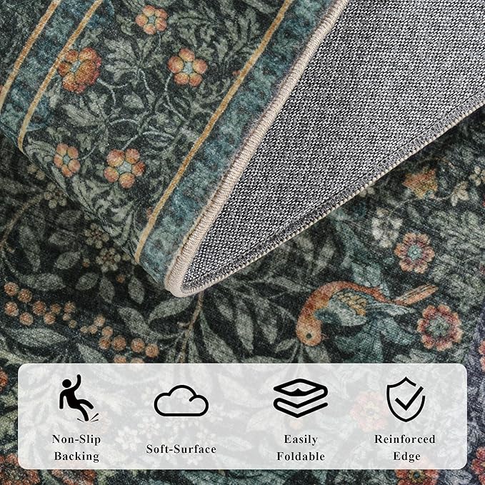 2x6 Floral Washable Area Rug Soft Runner Rugs - Image 6