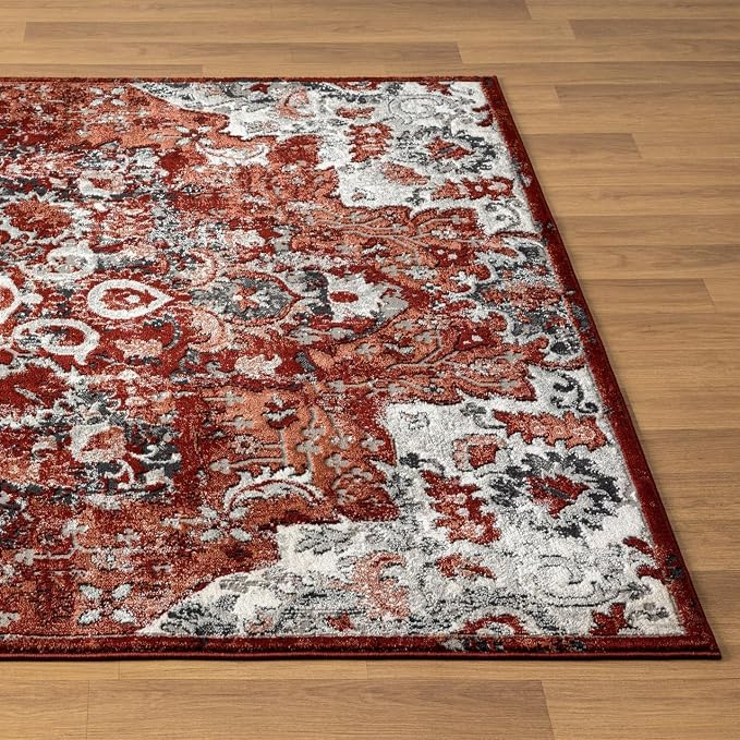 LUXE WEAVERS Moroccan Red 4x5 Medallion Area Rug - Image 7