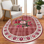 Retro Country Distressed Burgundy Green Florals Texture Bordered Rugs 6x9 - Image 2