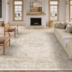 8x10 Washable Area Rug Beige Vintage Distressed Large Rug by PureCozy