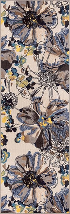 Rugshop Cream Bright Flowers Non Slip Non-Shedding Runner Rug - Image 3