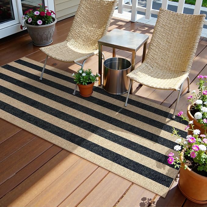 Lahome Striped Outdoor Runner Rug, 2x6 Washable Kitchen Rugs Non Slip Carpet - Image 6