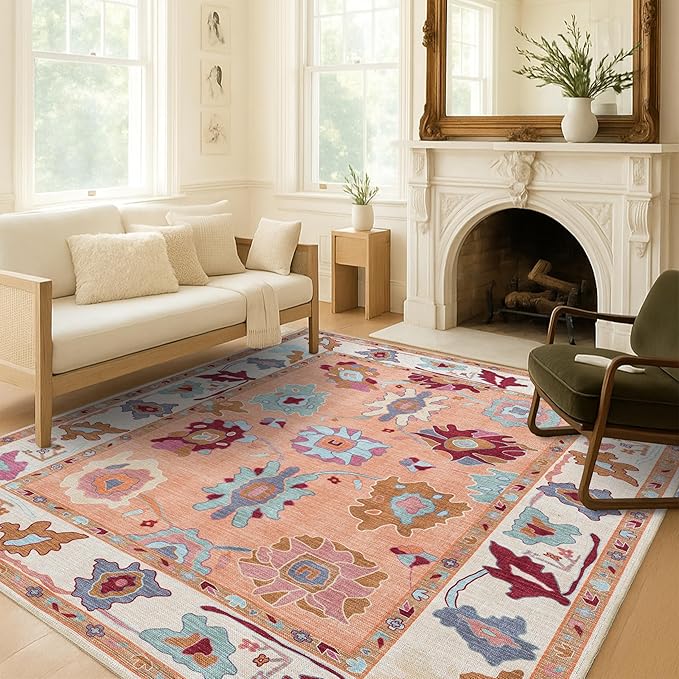 Fame Living Orange Oushak Rug, Modern Rugs, Small Throw, Accent Area Rug - Image 8