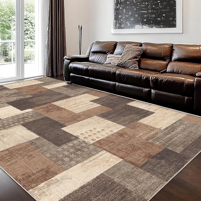 Modern Geometric Patchwork Indoor Area Rug - Image 3