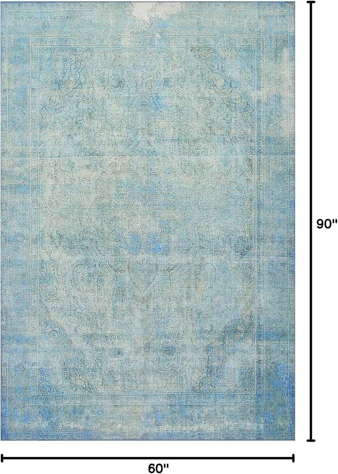 Loloi Loren Collection LQ-08 Aqua 5'-0" x 7'-6" Area Rug - Image 3