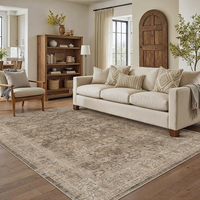 9x12 Rust Brown Area Rug for Living Room Bedroom Neutral Soft Non Slip Rug Low - Image 5