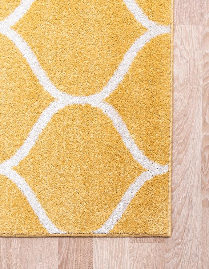 Rugs.com Lattice Frieze Collection Rug – 8' Square Yellow Medium Rug Perfect - Image 8