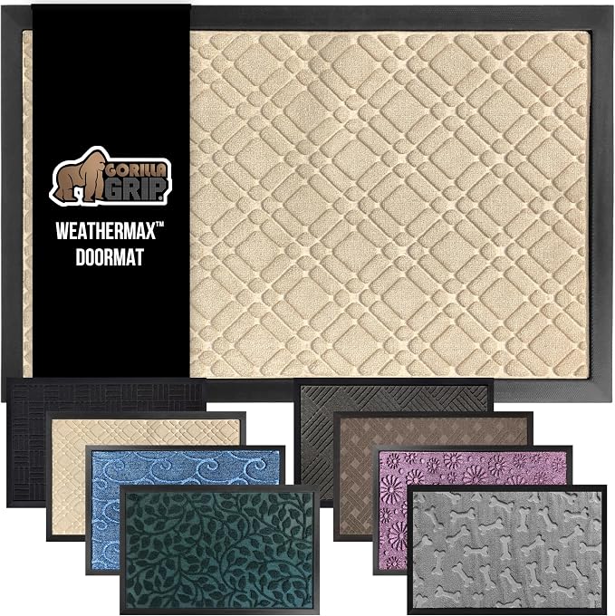 GORILLA GRIP 100% Waterproof All-Season WeatherMax Doormat 35x23, US Designed by GorillaGrip