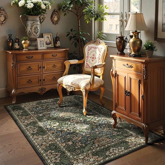 3x5 Floral Washable Area Rug for Living Room, Vintage Boho Rugs for Bedroom - Image 2