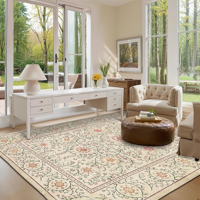 GarveeHome Boho 6x9 Area Rug for Living Room, Floral Vintage Rugs for Bedroom - Image 5