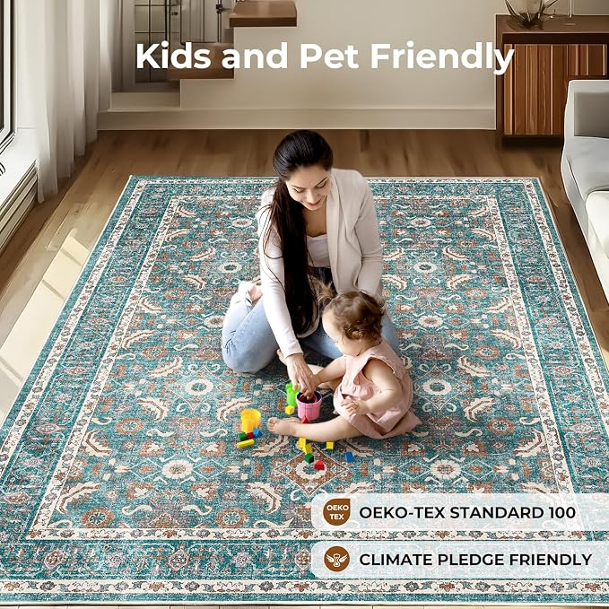 WITSHOCK Living Room Area Rugs 8x10: Soft Non-Slip Backing Washable Rugs - Image 2