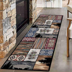 Rustic Country Woodland Rug, Bohemian Forest Woodland Animal Bear Wolf - Image 2