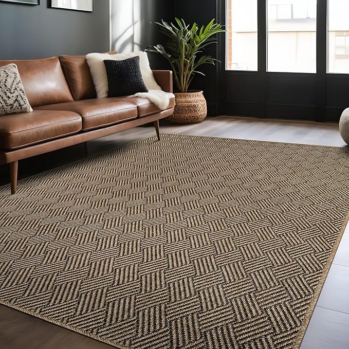 Easy Jute Rugs 8x10 Herringbone Natural Color Living Room Indoor Outdoor Area - Image 4