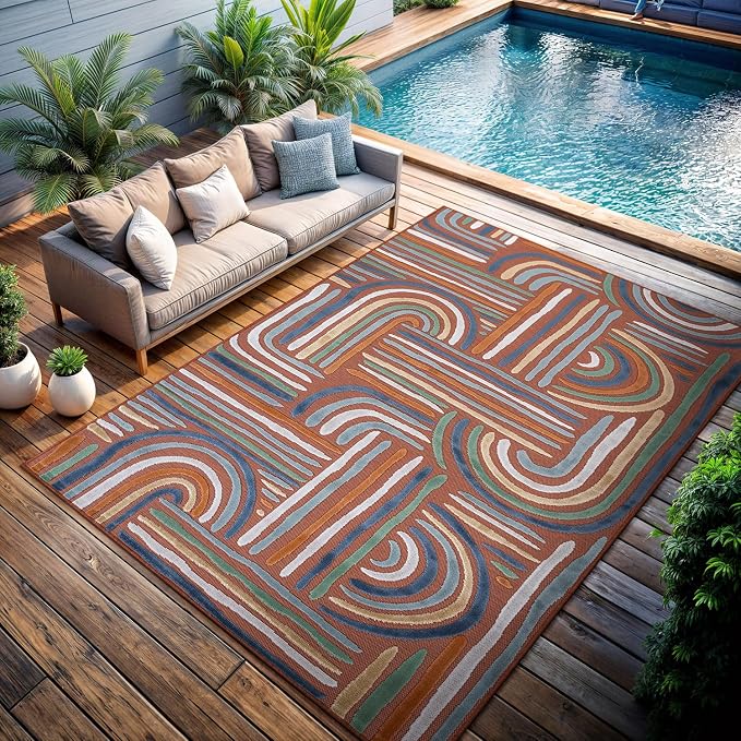 CAMILSON Indoor Outdoor Rug, Easy-Cleaning Non-Shedding Living Room, Garden and by CAMILSONIndoorOutdoorAreaRugs