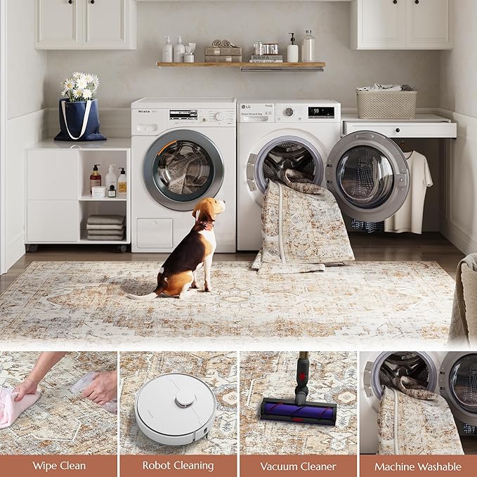 jinchan Runner Rug 2x8 Hallway Rug Kitchen Washable Runner Vintage Mat Retro - Image 5
