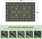 Dark Green Floral Living Room Rug 5x7 Washable Rugs Boho Vintage Oriental Large - Image 2