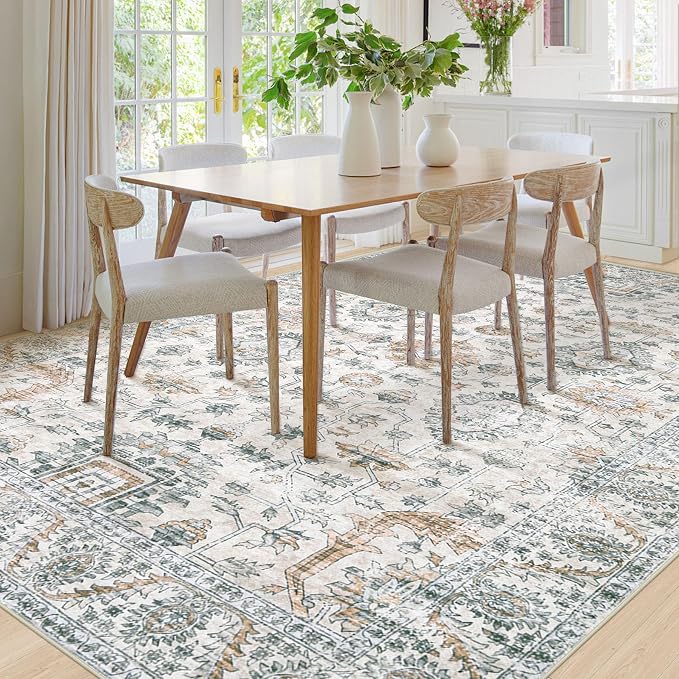 Area Rug 8x10 Living Room Rug, Machine Washable Vintage Distressed Boho Area - Image 3