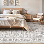 7x10 Area Rug Living Room: Washable Boho Large Neutral Vintage Soft Rugs Stain - Image 4