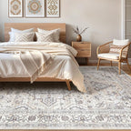 10x13 Area Rugs Living Room: Washable Boho Large Neutral Vintage Soft Rug Stain - Image 4