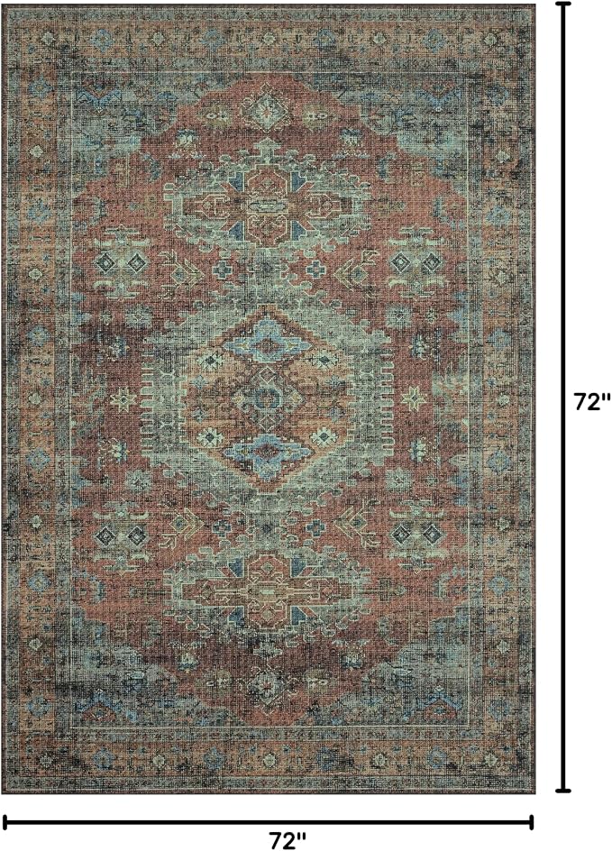 Loloi Skye Collection SKY-07 Terracotta/Sky 6'-0" x 6'-0" Round Area Rug - Image 2