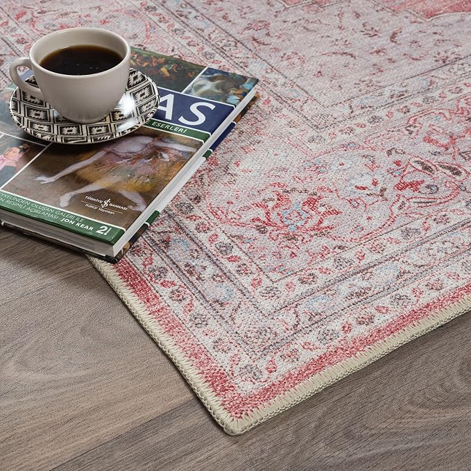 Fame Rugs Turkish Rug. Washable Vintage Oriental Antique Inspired Traditional - Image 8