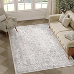 Gray Area Rug 4x5 Office Entryway Rug Machine Washable Kitchen Vintage - Image 5