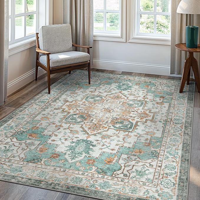GENIMO 9x12 Area Rugs for Living Room, Machine Washable Non Slip Vintage Rugs - Image 2