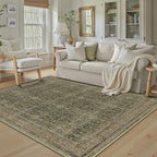 Entryway Area Rug 4x6 Green Brown Vintage Washable Office Carpet Traditional - Image 5
