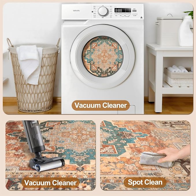 Tangsoo 4x6 Washable Rug Vintage Non Slip Indoor, Distressed Carpet - Image 4