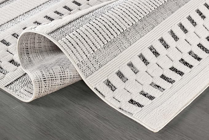 Beverly Rug Micro Loop Area Rug Gray/White 5x7 Geometric Modern Scandinavian - Image 3