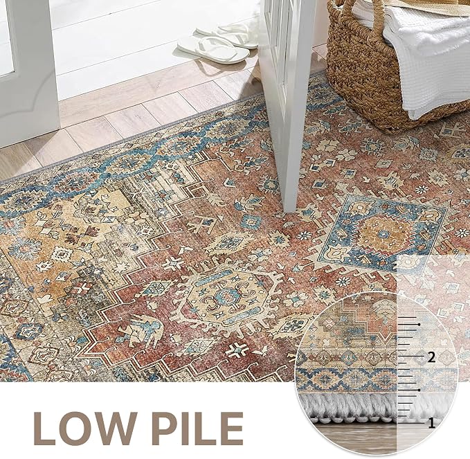 GENIMO 9x12 Area Rugs for Living Room, Machine Washable Non Slip Vintage Rugs - Image 8