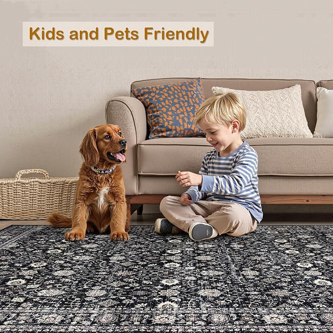2x6 Area Rug, Boho Vintage Oriental Washable Rugs, Collapsible Area Rug - Image 9