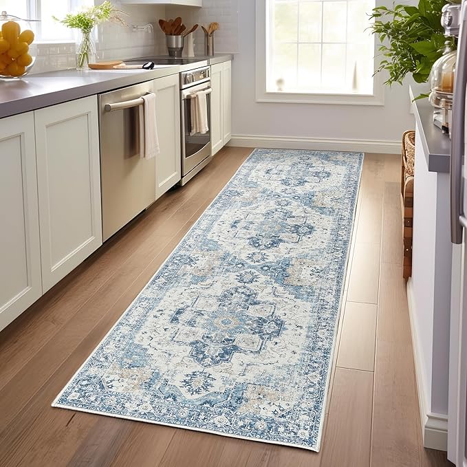 jinchan Kelda Runner Rug 3x8 Vintage Hallway Rug Kitchen Washable Runner Retro by JINCHAN