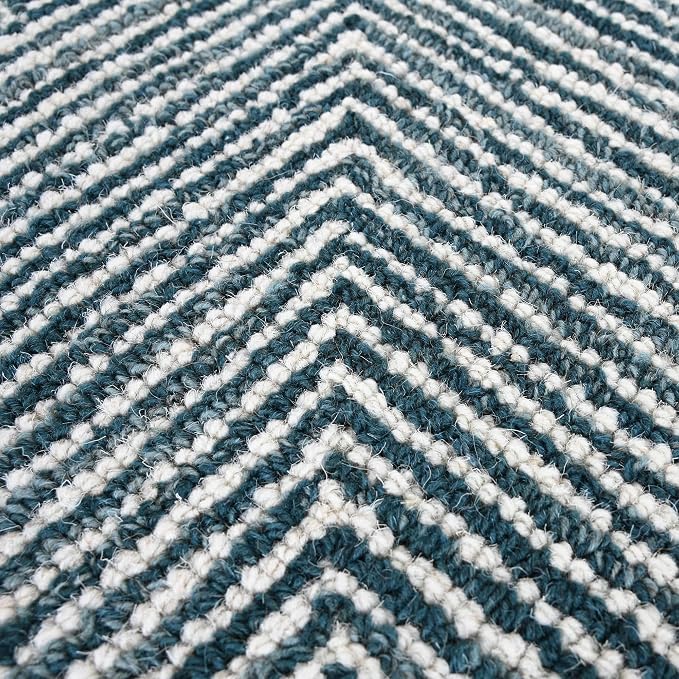 Modern Herringbone Chevron Collection Handcrafted Wool Area Rug - Image 7