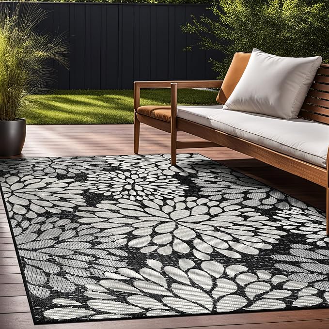 Beverly Rug Outdoor Rug 8x10 Modern Exotic Tropical Leaf Area Rugs - Image 5