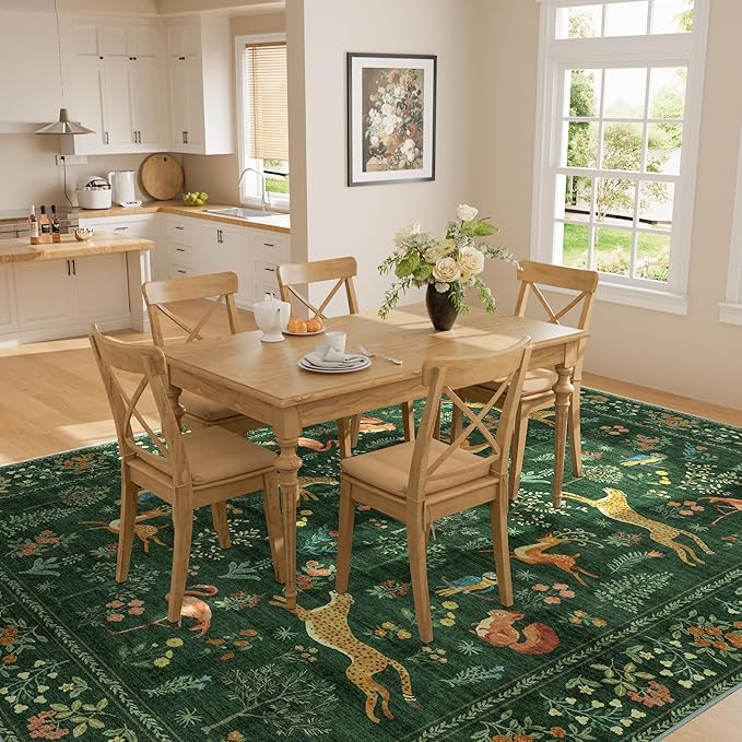 DUKINO 9x12 Rug, Washable Animal Living Room Rug - Image 4