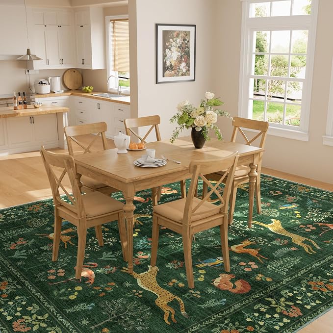 DUKINO 8x10 Rug, Washable Animal Living Room Rug - Image 4