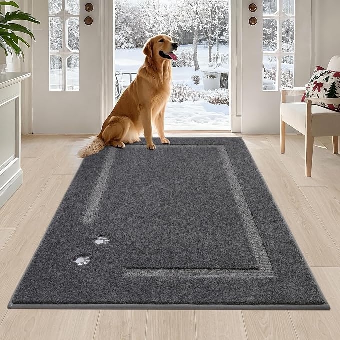 BEQHAUSE Dog Door Mat for Muddy Paws 36"x60" Dirt Trapper Absorbent Doormat Non by BEQHAUSE