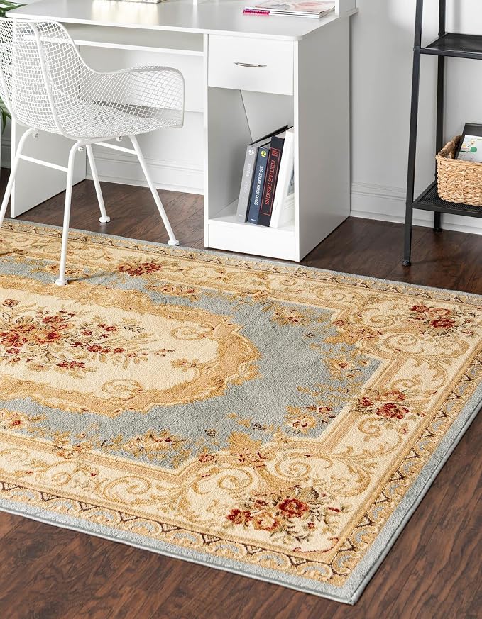 Rugs.com Chateau Collection Rug – 8' x 11' Light Blue Medium Rug Perfect - Image 6