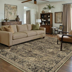 HUGEAR Retro Brown Area Rug 9x12 Machine Washable Living Room Rugs Distressed - Image 4