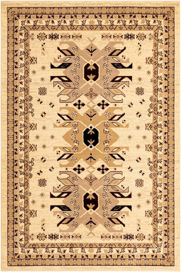 Unique Loom Taftan Collection Border Geometric Tribal Inspired Design Area Rug - Image 2
